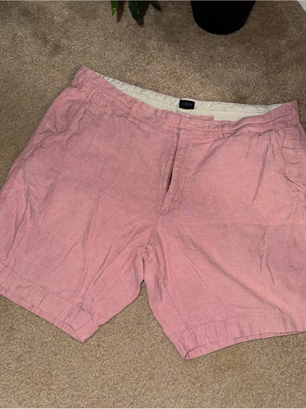 J. Crew Men’s Pink Flat-Front Linen-Blend Shorts
